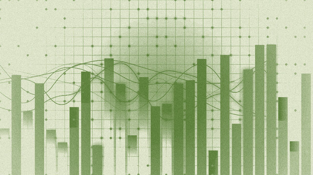 Abstract financial chart with line graph and bar chart data analysis concept for business presentation vector illustration