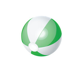 Green and White Beach Ball Isolated on Transparent Background with Soft Lighting and Realistic Reflections Showing Outdoor Fun and Recreation