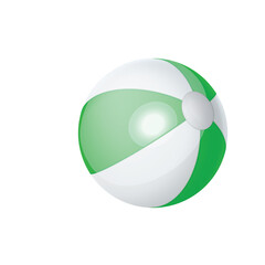 Green And White Beach Ball Isolated On White Background For Summer Fun