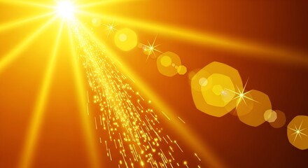 Radiant Sunlight Explosion with Sparkling Particles and Lens Flare Effects