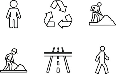 People recycling construction and road icons.