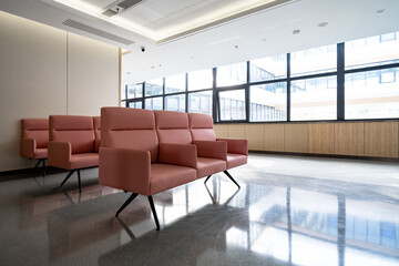 Sofa seats in the modern hospital lobby