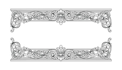 Baroque Decorative Frame Border Scrollwork Ornate Luxury Design Element