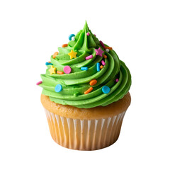 Whimsical cupcake with vibrant green frosting swirl