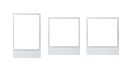 Three blank instant photo frames isolated PNG with Transparent Background