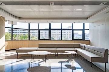 Sofa seats in the modern hospital lobby