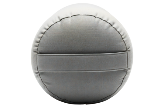 Round gray meditation cushion for yoga and mindfulness practice on a transparent background