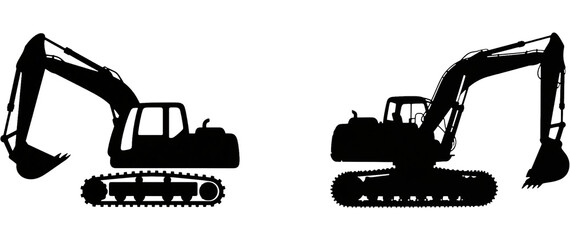 ショベルカー　乗り物　シルエット　イラスト