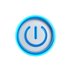 Modern digital power button glowing with vibrant blue energy, signifies technology start or activation