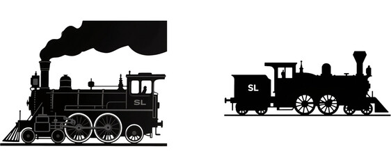 機関車　乗り物　シルエット　イラスト