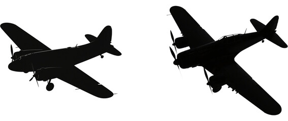 プロペラ機　乗り物　シルエット　イラスト