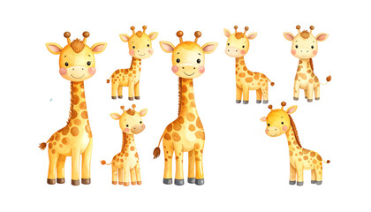 Fototapeta premium Cartoon giraffe illustration on white background
