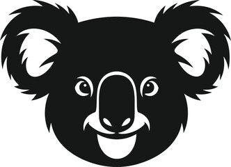 Charming black silhouette of a koala face adorable australian animal iconography isolated on transparent background
