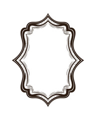 Obraz premium Elegant scrolled border frame with hand drawn engraving style vector