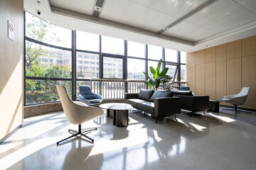 Sofa seats in the modern hospital lobby