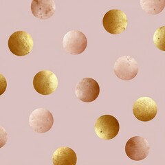 Rose gold and gold metallic polka dots on pink background