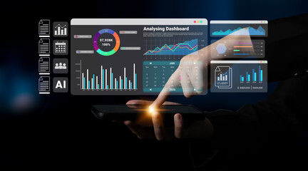 Finance dashboard with charts, calendar, and performance metrics for business cost management and analysis Parse