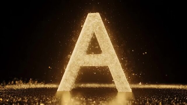 Letter Animation Glowing Golden Particles Abstract Motion Seamless Loop