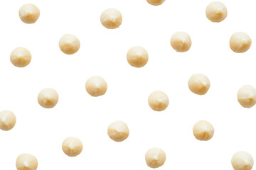 A collection of dried macadamia nuts isolated on transparent background. Macadamia nuts isolated on white background.
