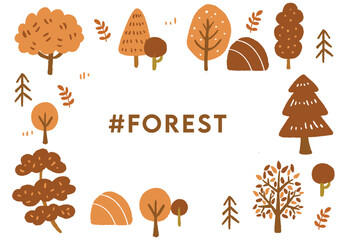 手描きの可愛い秋の木のイラスト