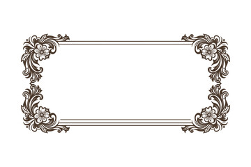 Rectangle Frame Corner Floral Ornament Decoration Isolated
