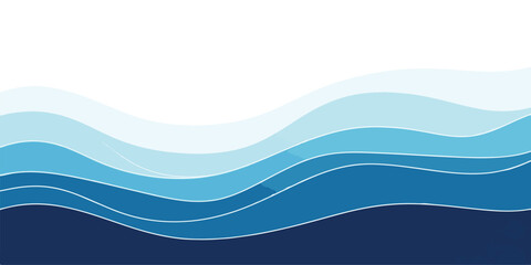 Abstract blue wave background layered paper cut style vector illustration for website design