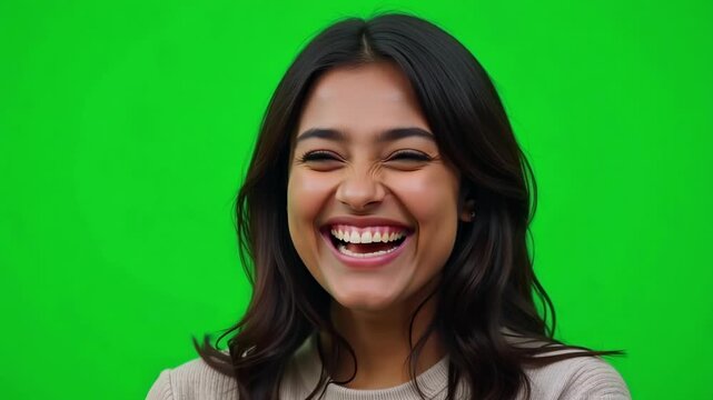 Authentic Indian woman laughing joyfully in 4k video, a genuine moment of happiness, perfect for relatable and engaging content creation today!