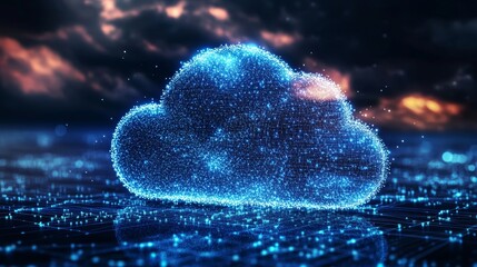 Network connection lines and bokeh effects for a futuristic look at digital transformation and cloud computing technology. A high-tech visualization of the virtual grid for system, Generative AI