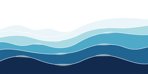 Abstract blue wave background layered paper cut style vector illustration for website design and presentation templates