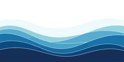 Abstract blue wave background vector illustration with wavy lines in different shades perfect for website headers and presentations