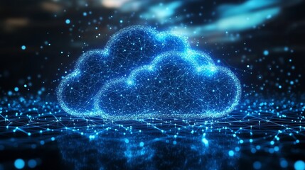 Network connection lines and bokeh effects for a futuristic look at digital transformation and cloud computing technology. A high-tech visualization of the virtual grid for system, Generative AI