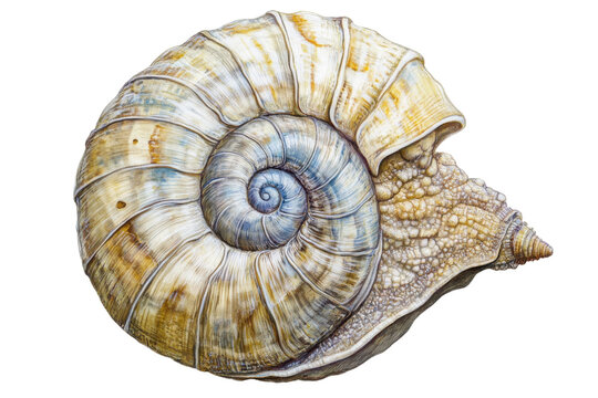Detailed snail shell spiral texture isolated on transparent background. River snail isolated on white background. - Powered by Adobe