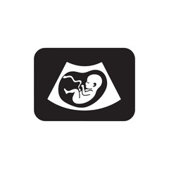 Sonogram icon. Ultrasound image of a fetus in the womb. Flat vector isolated.
