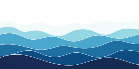 Abstract blue wave background illustration smooth wavy lines in shades of blue vector design for banners and templates