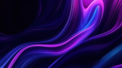 Dark fluid-style gradient abstract background: purple-blue gradient (including dark purple and light indigo) on dark black base, interwoven with smooth curves and speed lines