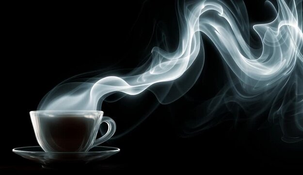 Tea smoke, coffee cup, food steam or vapor clouds, realistic white cigarette or hookah steam trail, hot dish or mug haze
