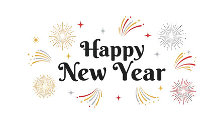 Obraz premium Festive happy new year greeting with decorative elements and confetti for celebrations vector