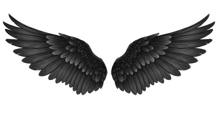 Obraz premium Realistic Shaded Pair of Black Wing Illustration on White Background