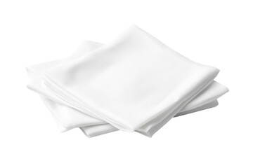 Naklejka premium Stack of folded white cloth napkins isolated on transparent background. White folded paper napkins isolated on white background.