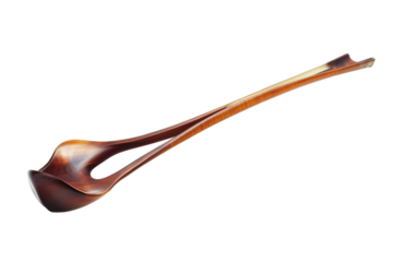 Close up of a violin bow with horsehair isolated on transparent background. Violin bow isolated on white background.