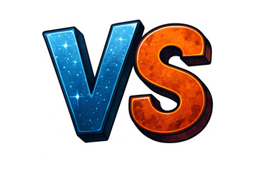 Bold versus vs graphic text design in blue and orange for competition theme
