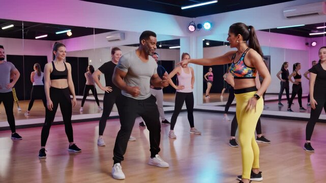 Diverse Group Enjoys High Intensity Interval Training Class Together