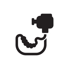 Endoscopy or gastroscopy process single black glyph icon. Vector isolated on white.
