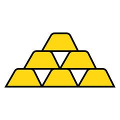 Pyramid of gold bars, precious metal investment wealth vector icon.