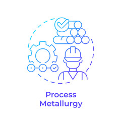 Process metallurgy blue gradient concept icon. Metallurgical engineering. Converting raw ores into finished metal products. Round shape line illustration. Abstract idea. Graphic design. Easy to use in