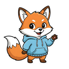 Fototapeta premium Playful Fox Wearing Hoodie Cartoon Character