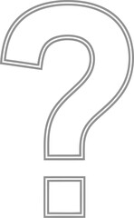Simple outline question mark symbol representing inquiry doubt unknown and confusion isolated on transparent background