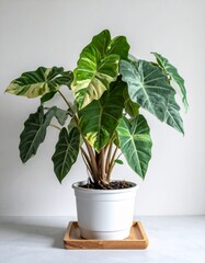 Alocasia variegated in the tree pot