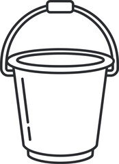 Simple outline drawing of a bucket with a handle for everyday use and storage solutions isolated on transparent background
