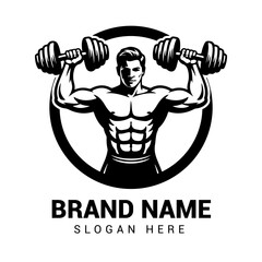 Bodybuilder gym logo design vector
